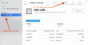 Disque dur externe non reconnu sur Mac connecté en USB, illustrant un périphérique non détecté par macOS