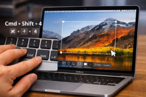 Utilisation des raccourcis pour faire une capture d’écran sur Mac avec sélection de zone.