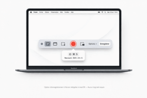 Barre d'outils d'enregistrement d'écran sur Mac avec le raccourci clavier affiché