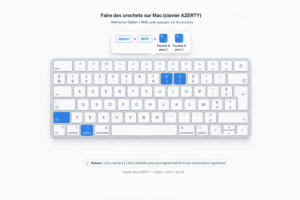 Clavier Mac avec touches utilisées pour faire des crochets