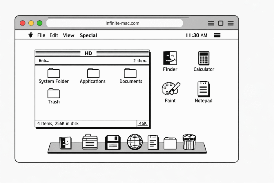 Infinite Mac : comment utiliser cet émulateur Mac en ligne Interface d'un ancien système Mac exécuté dans un navigateur web