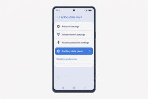 Comment réinitialiser un Samsung étape par étape Smartphone Samsung affichant le menu de réinitialisation Android