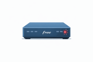 Freebox avec voyant rouge clignotant indiquant une panne de connexion internet